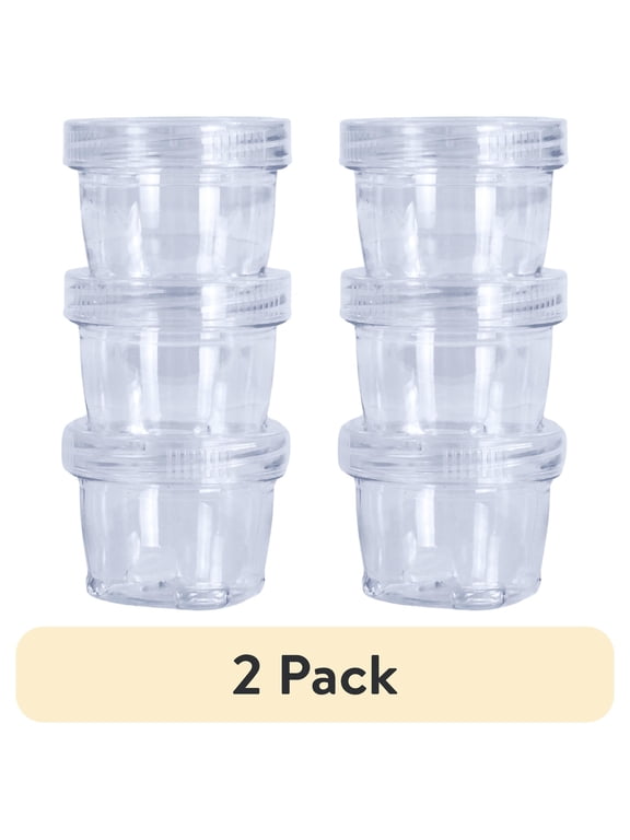 (2 pack) (2 pack) Everything Mary Round Stackable Crafting Containers, 3 Piece Plastic Clear Set