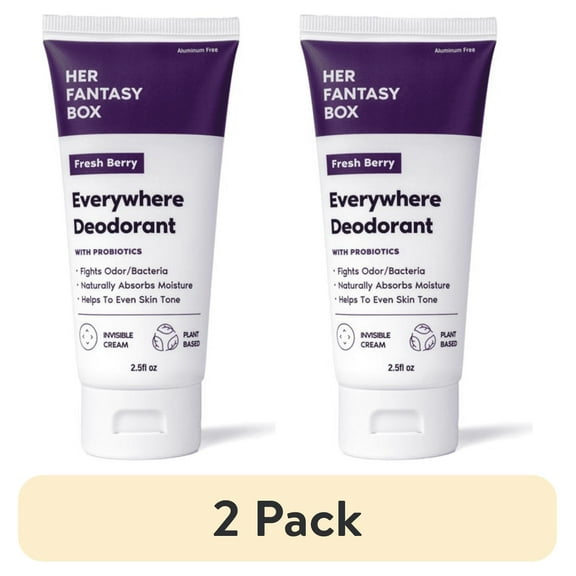 (2 pack) Everywhere Deodorant with Probiotics - Aluminum-Free, Naturally Absorbs Moisture, Fights Odor & Bacteria, Skin-Improving Formula, Berry Scent