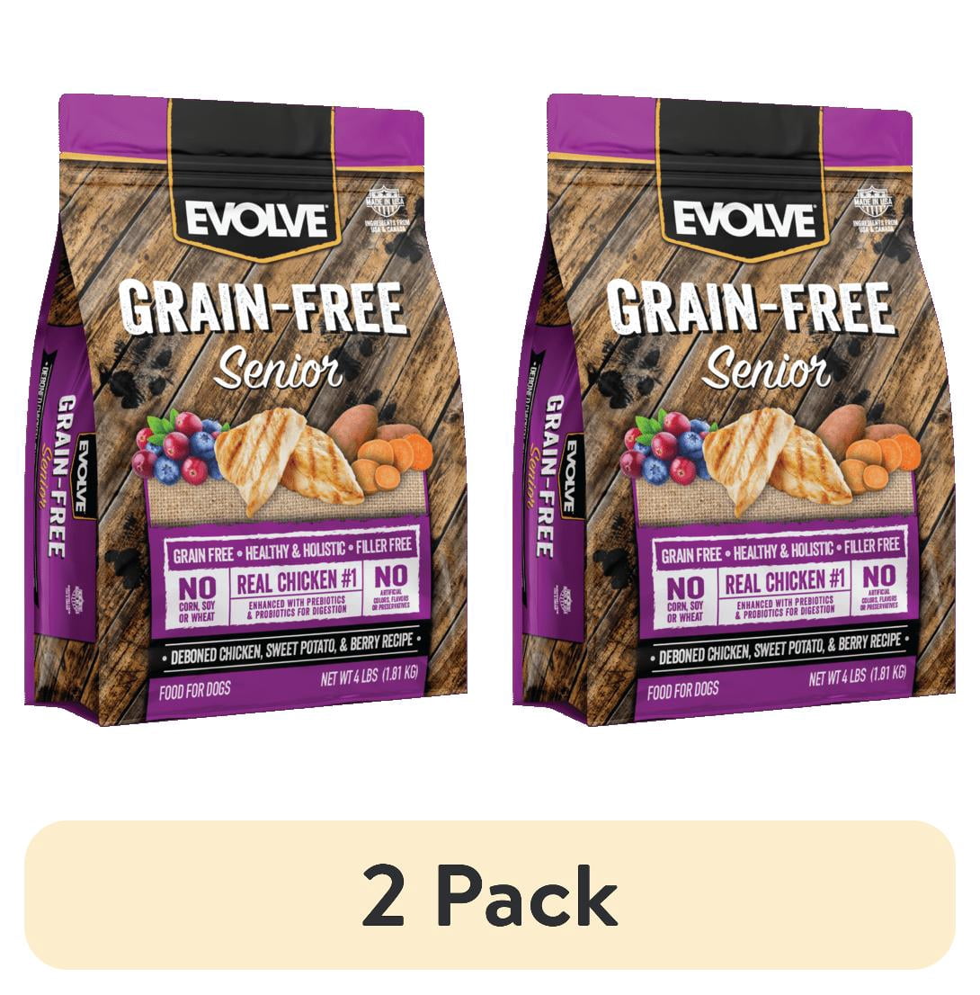 (2 pack) Evolve Senior Chicken Recipe, Dry Granule,  Grain Free, Dog Food, 4lb