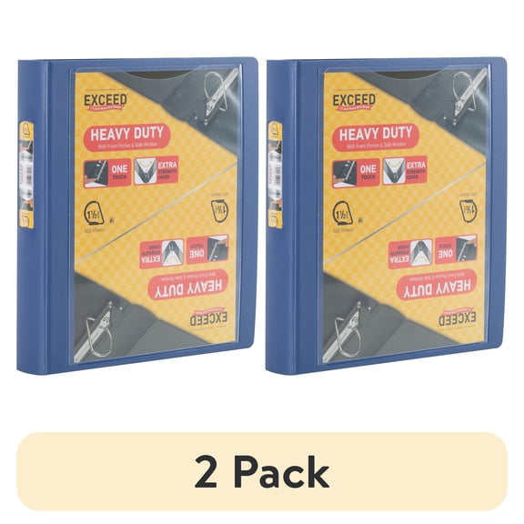 (2 pack) Exceed 1.5 inch Heavy Duty Binder,Washed Indigo, Slant D-Ring