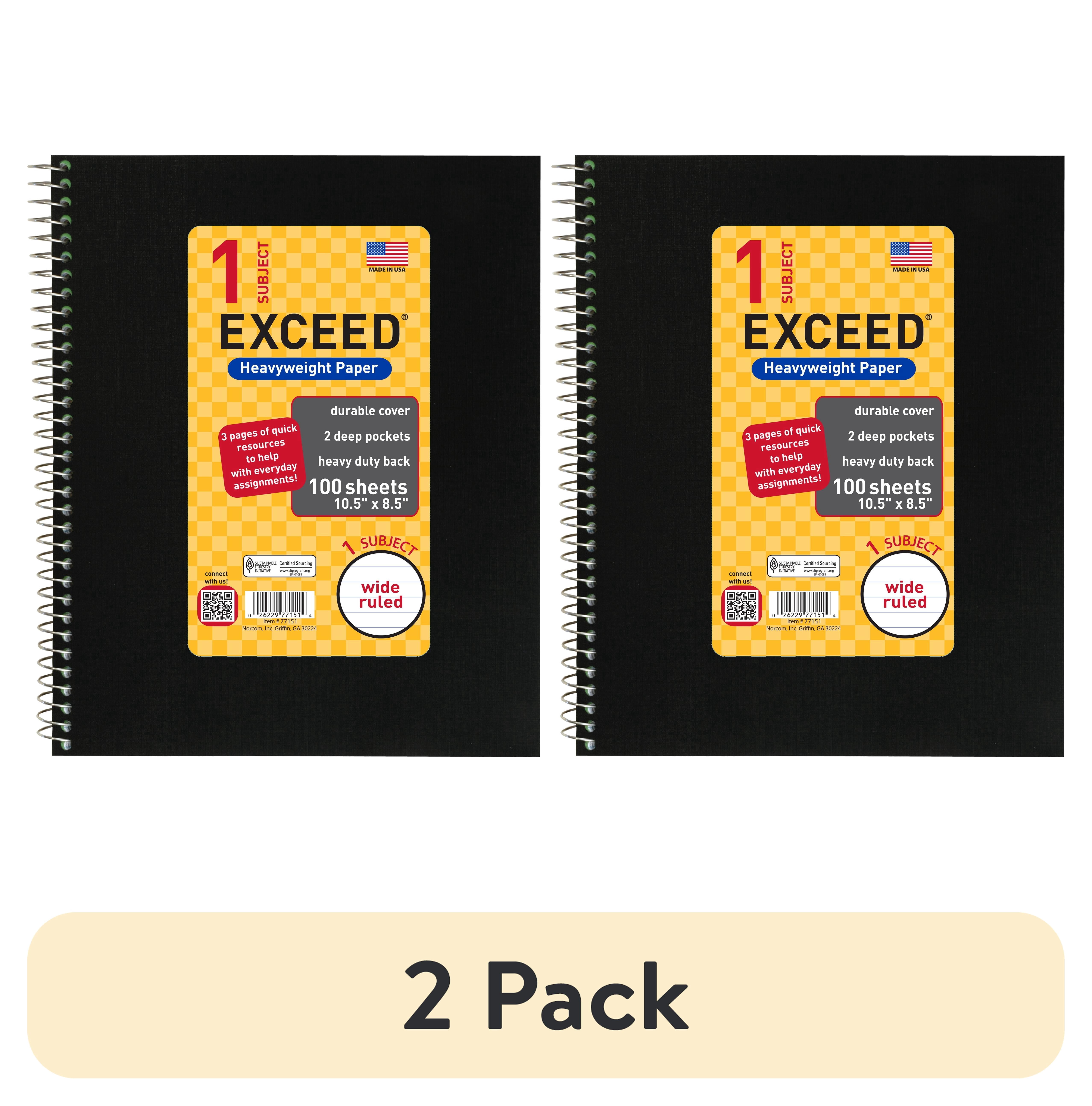 (2 pack) Exceed 1 Subject Black Writing Notebook, 10.5