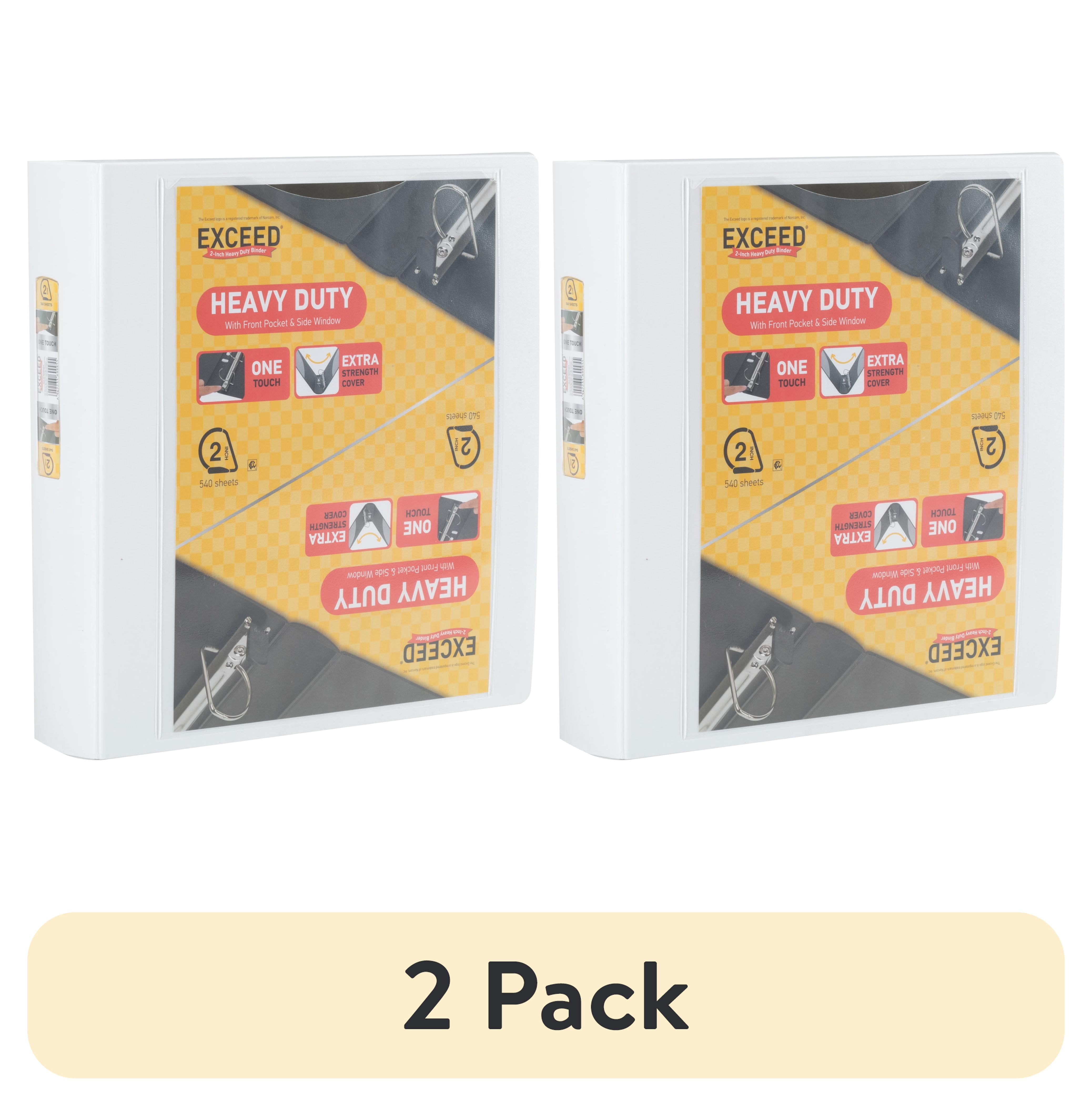 2 pack) Exceed 2 inch 3-Ring Heavy Duty Binder, Slant Ring, White
