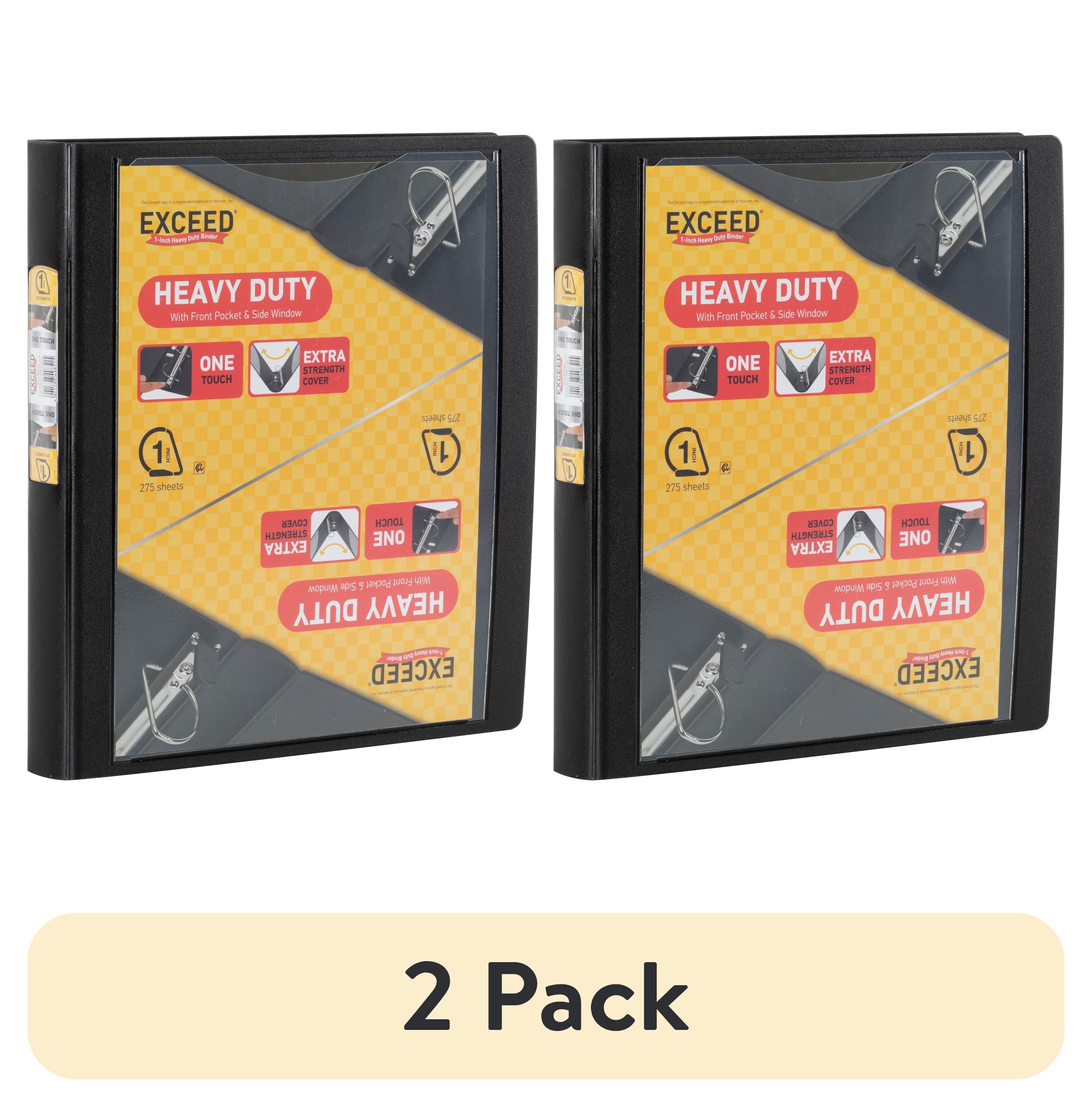 (2 pack) Exceed 3-Ring Heavy Duty Binder, 1 inch, Black, Slant D-Ring