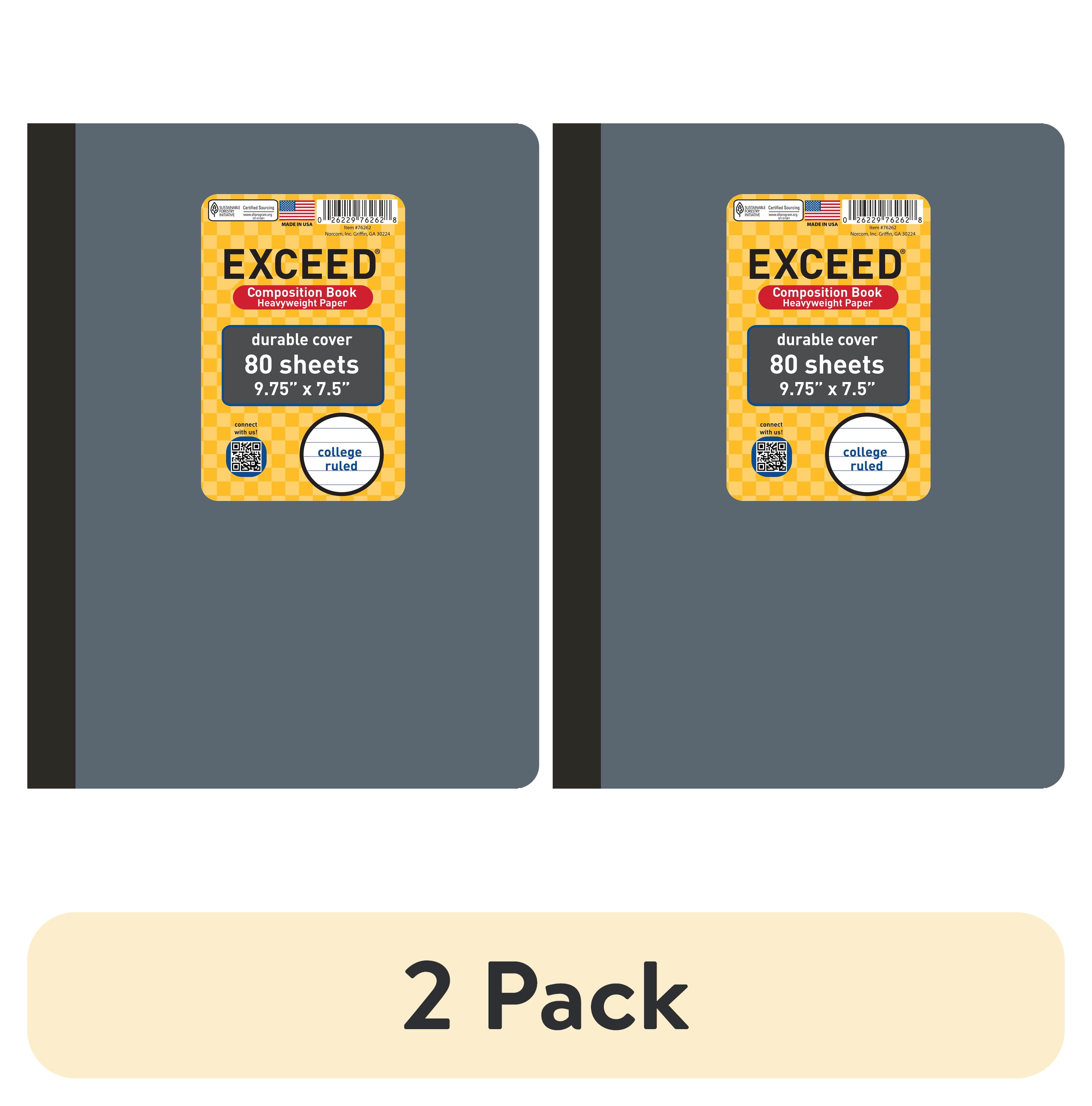 (2 pack) Exceed 80ct Gray Flannel Composition Book, CR 9.75 x 7.5 x 0.3