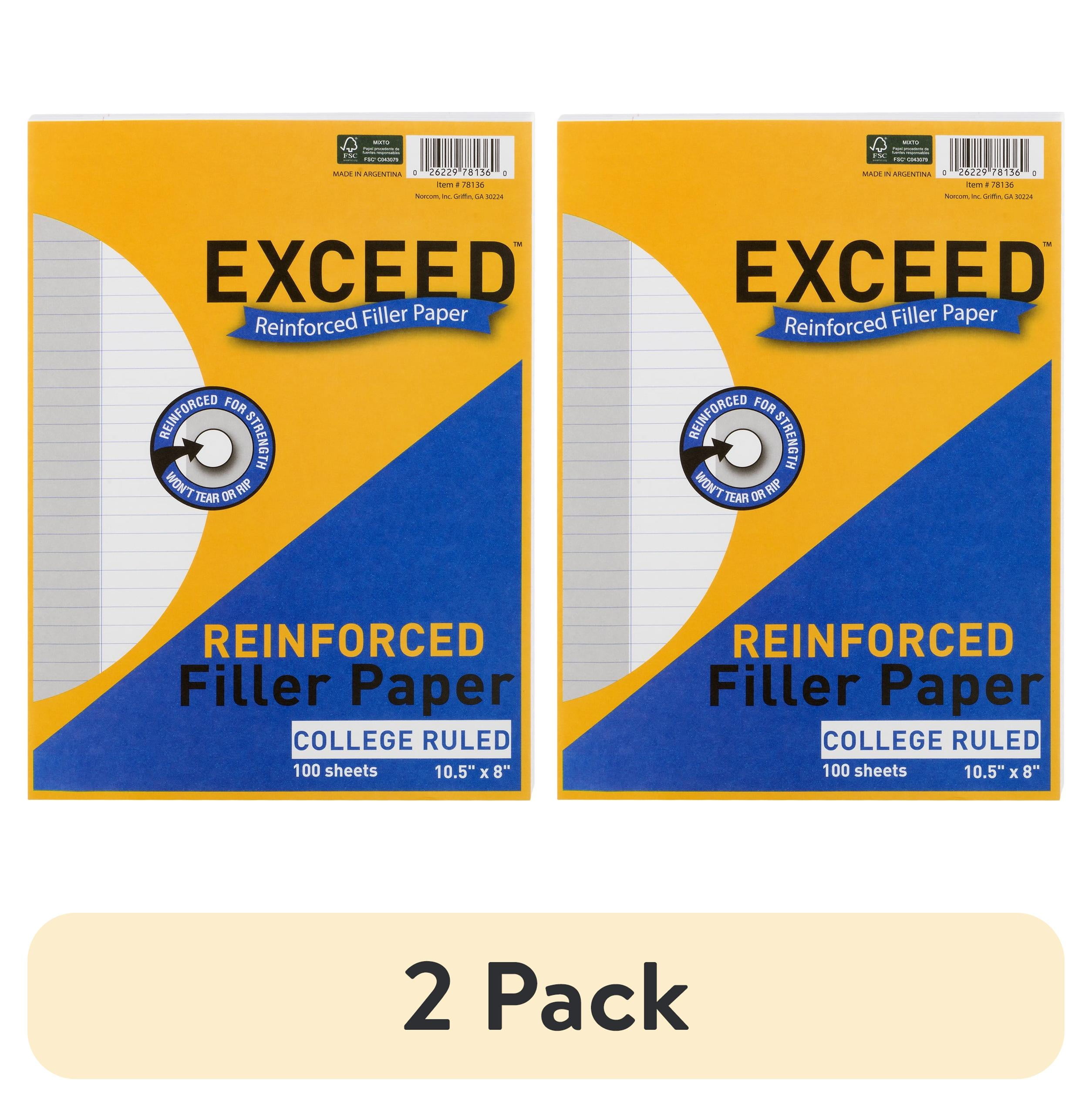 2 pack) Exceed Reinforced Filler Paper, College Ruled, 100