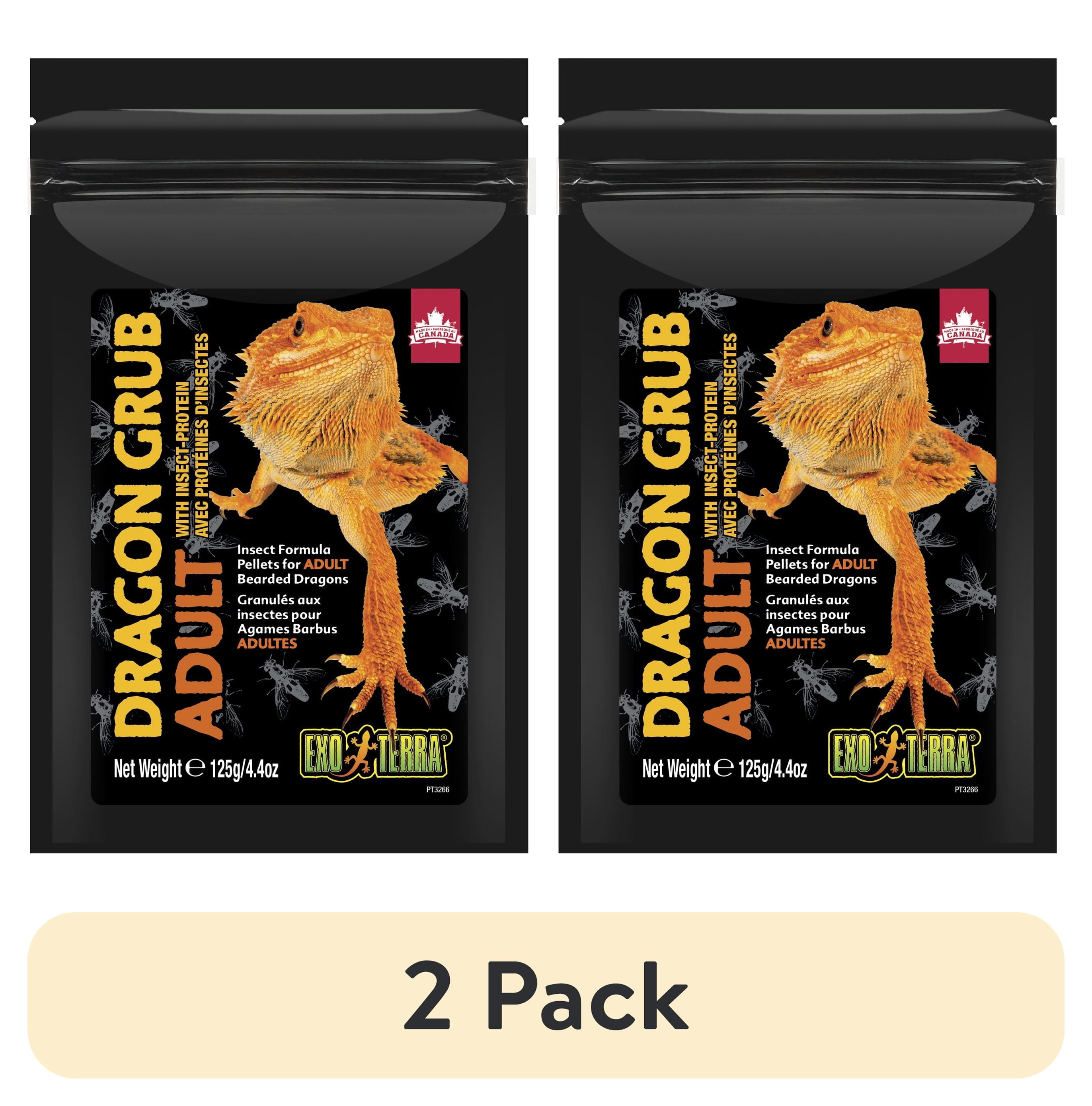 (2 pack) Exo Terra Dragon Grub Adult, Brown Pelleted Reptile Food, 4.4 oz