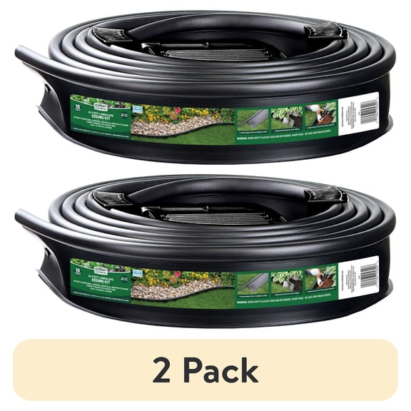 (2 pack) Expert Gardener 20 Ft Black Plastic Garden Border Edging Kit