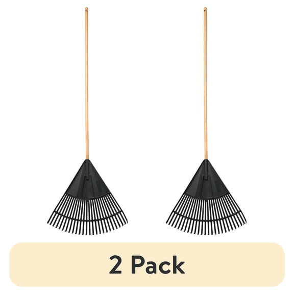 (2 pack) Expert Gardener, 24-inch Wood and Poly Leaf Rake