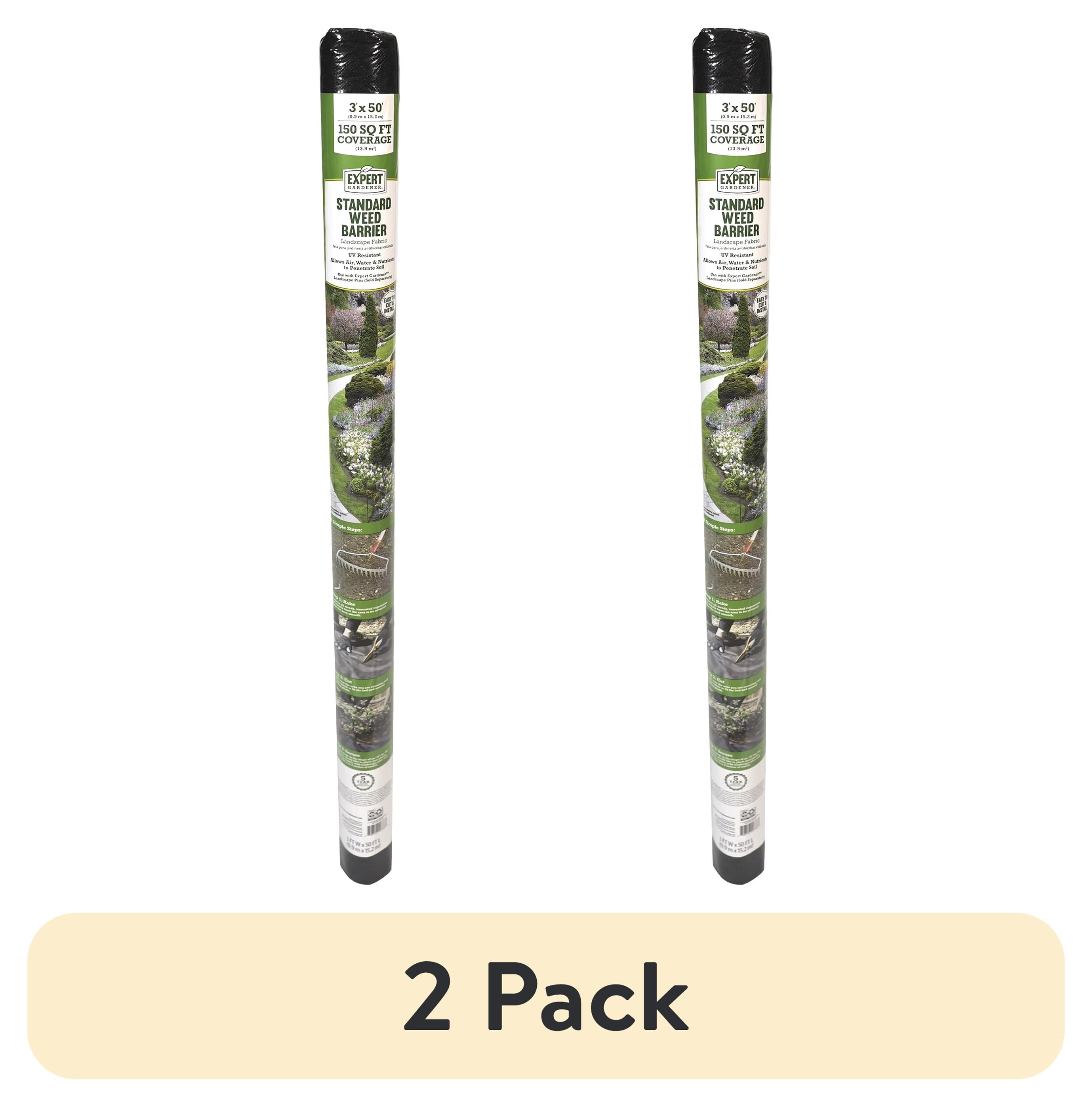 (2 pack) Expert Gardener 3' x 50' Black Weed Barrier Fabric with UV Protection, 3 feet Wide and 50 feet Long