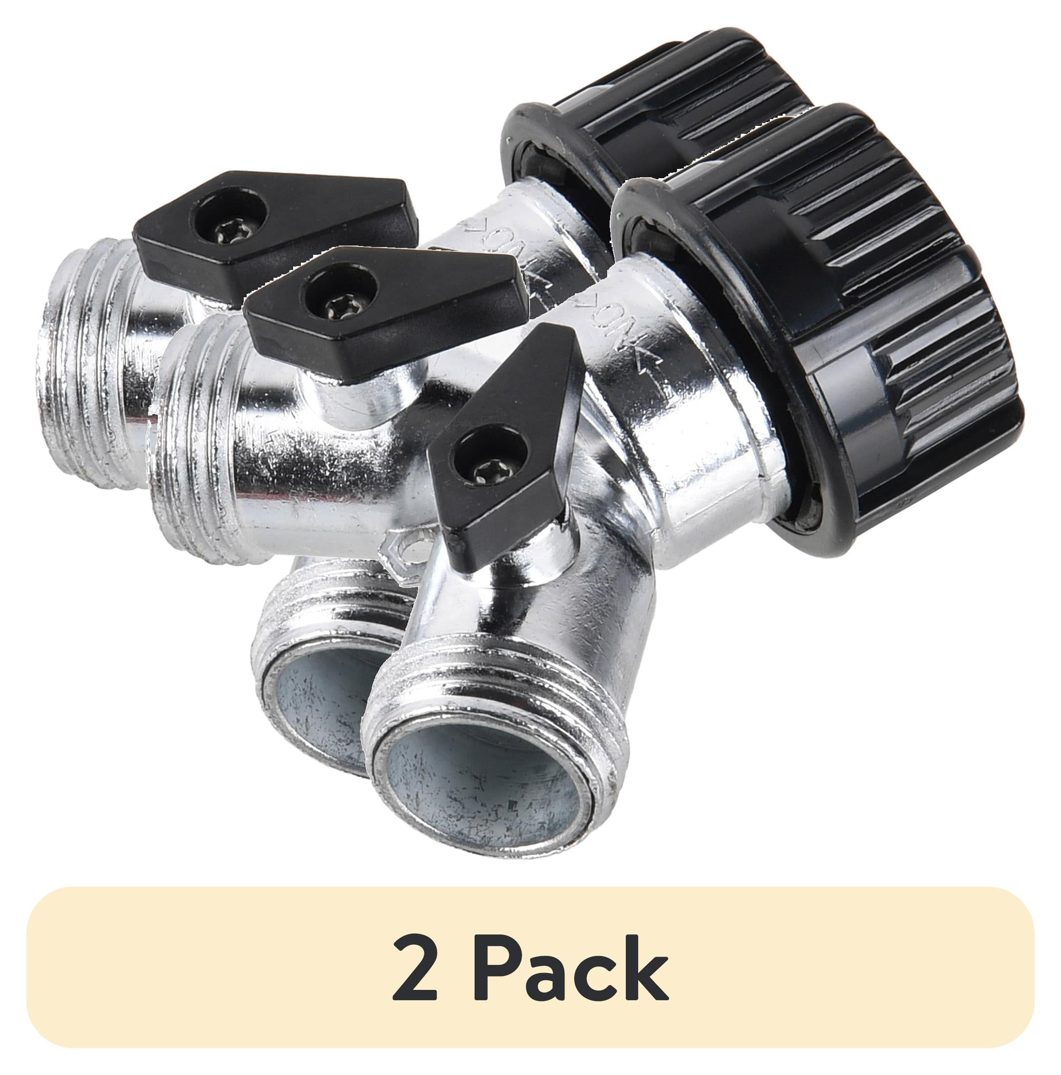 (2 pack) Expert Gardener Metal 2-Way Y Hose Shut-off Connector