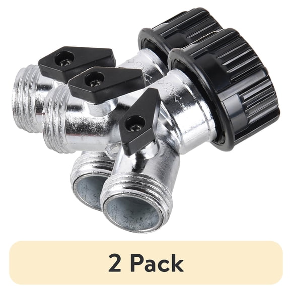 (2 pack) Expert Gardener Metal 2-Way Y Hose Shut-off Connector
