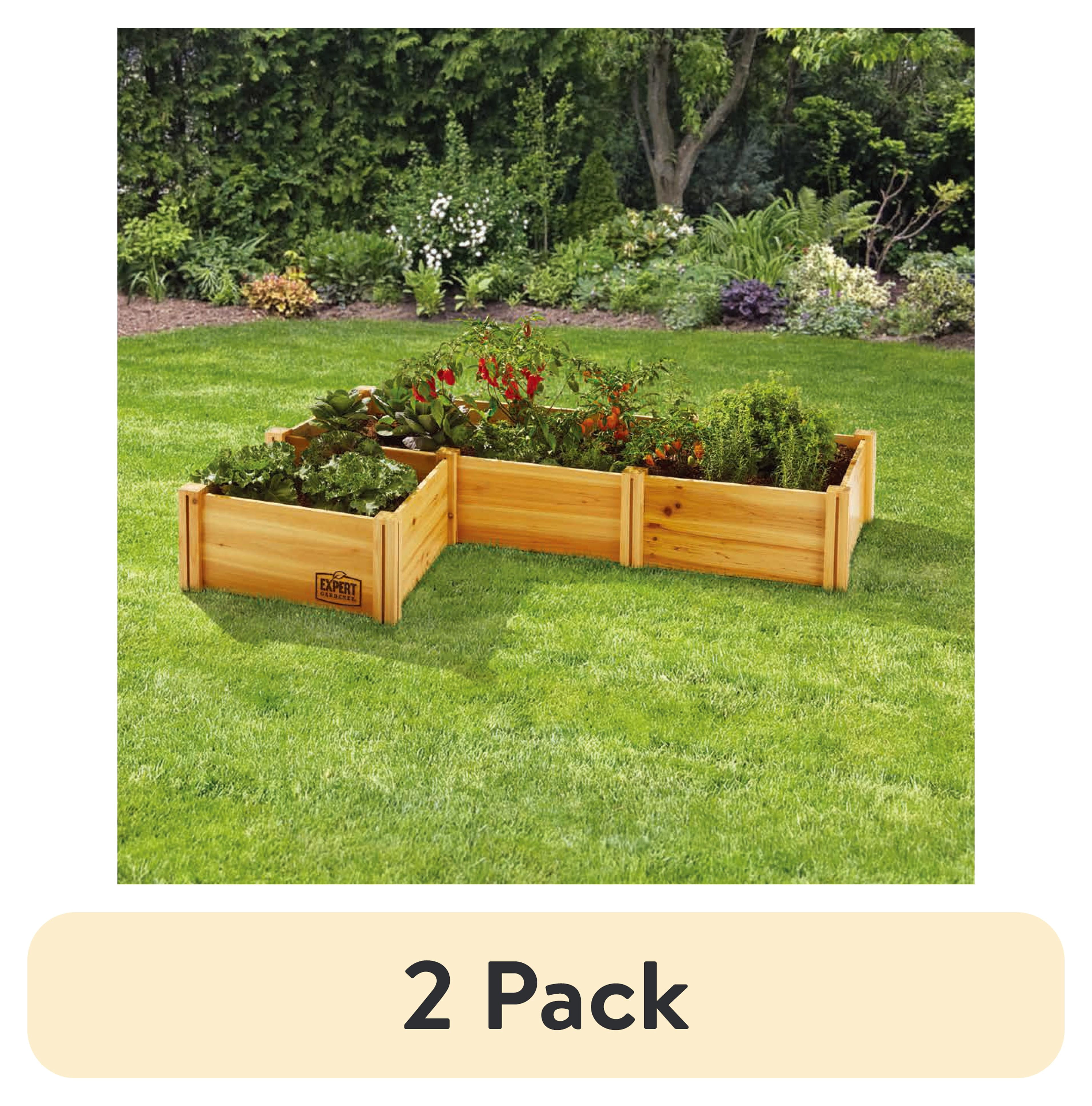 2 pack) Expert Gardener Outdoor Wood Garden Bed, 7.4 ft L x 2 ft W