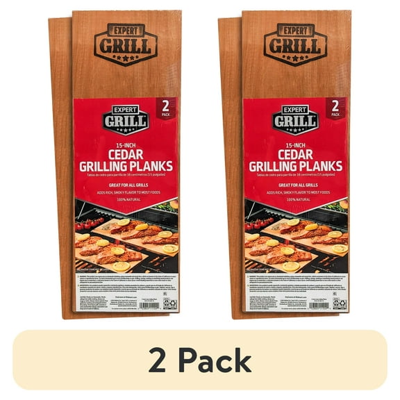 (2 pack) Expert Grill 15 inch Cedar Grilling Planks 2 Pack, 100% Natural, 100% Satisfaction Guaranteed, For Use With Charcoal Or Gas Grills