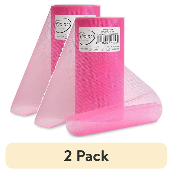 (2 pack) Expo Shiny Tulle 6"X25yd Spool-Neon Pink