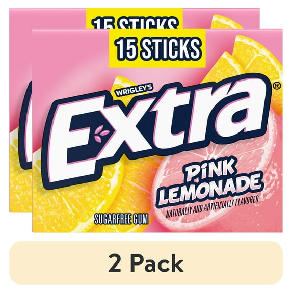 (2 pack) Extra Pink Lemonade Sugar Free Chewing Gum - 15 Sticks