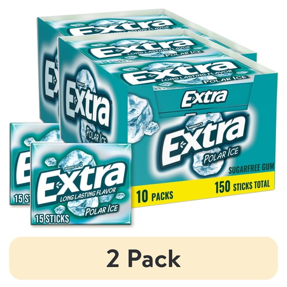 (2 pack) Extra Polar Ice Sugar Free Chewing Gum Slim Packs - 10 Ct Bulk Pack