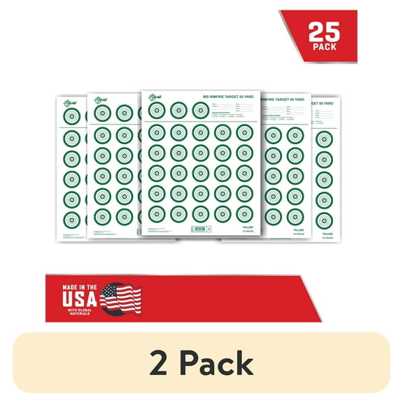 (2 pack) Ez Aim Rimfire IBS Shooting Targets, 14" x 17", 25-Pack, White, Paper Targets, 15582, IBS Rimfire