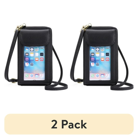 (2 pack) FALAN MULE Small Cell Phone Crossbody Bag Purse for Women, PU Leather Wallet Purse