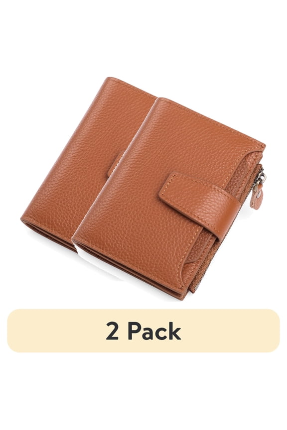 (2 pack) FALAN MULE Small Wallet for Women Genuine Leather Bifold Purse RFID Blocking Card Holder