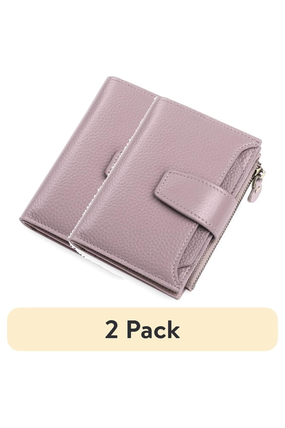 (2 pack) FALAN MULE Small Wallet for Women Genuine Leather Bifold Purse RFID Blocking Card Holder