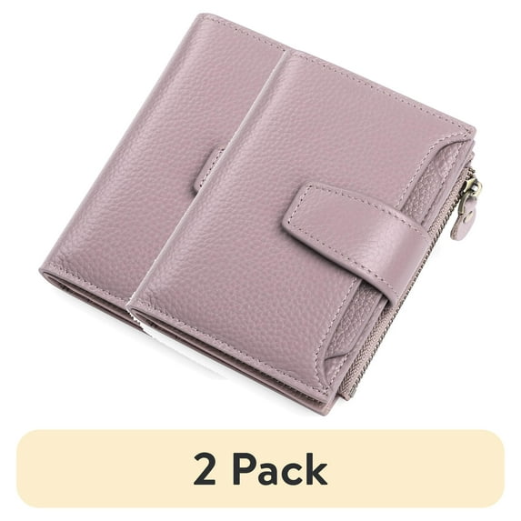 (2 pack) FALAN MULE Small Wallet for Women Genuine Leather Bifold Purse RFID Blocking Card Holder