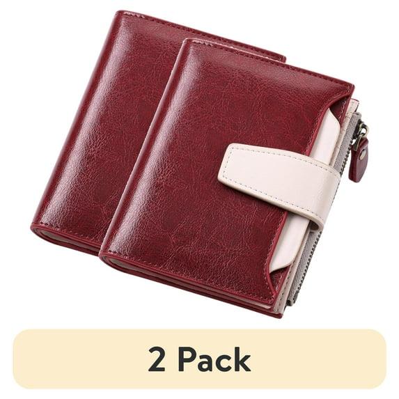 (2 pack) FALAN MULE Small Wallet for Women Genuine Leather Bifold Purse RFID Blocking Card Holder