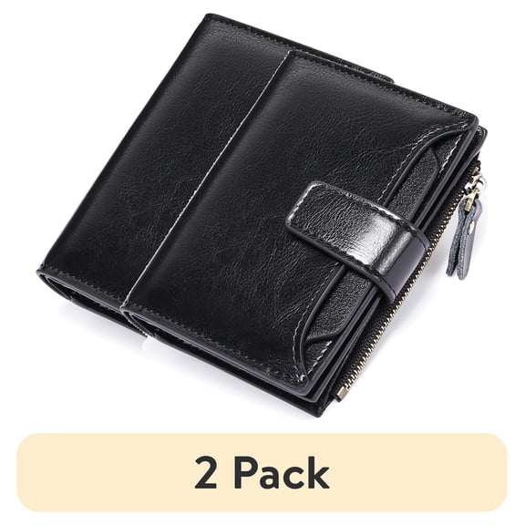 (2 pack) FALAN MULE Small Wallet for Women Genuine Leather Bifold Purse RFID Blocking Card Holder