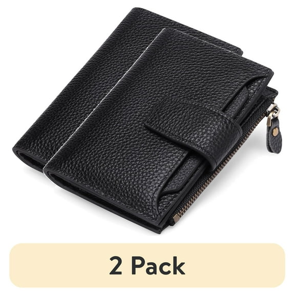 (2 pack) FALAN MULE Small Wallet for Women Genuine Leather Bifold Purse RFID Blocking Card Holder