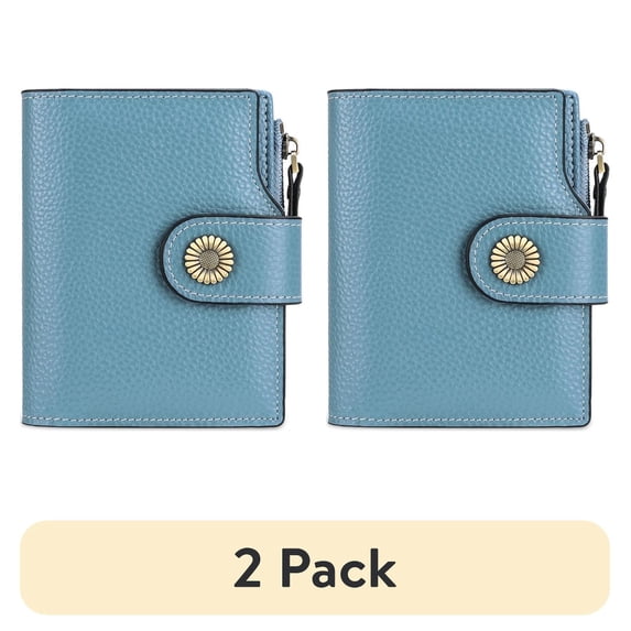 (2 pack) FALAN MULE Small Wallet for Women Leather Bifold Compact Small Womens Wallet with RFID Blocking