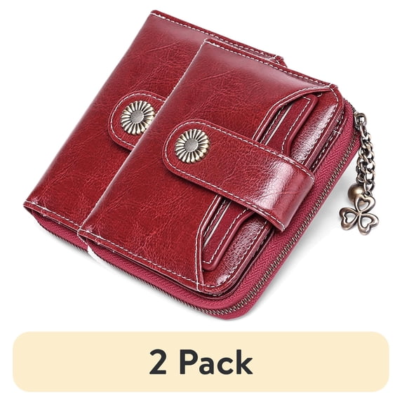 (2 pack) FALAN MULE Cute Women's Wallets RFID Blocking Ladies Wallet Leather Bifold Card Holder