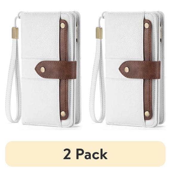 (2 pack) FALAN MULE Wallets for Women Trifold Wristlet Wallets Large Capacity RFID Blocking Ladies Purse Credit Card Holder