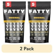 (2 pack) FATTY Meat Sticks Original Flavor, Grass Fed Beef, 2 oz. (Pack of 5)