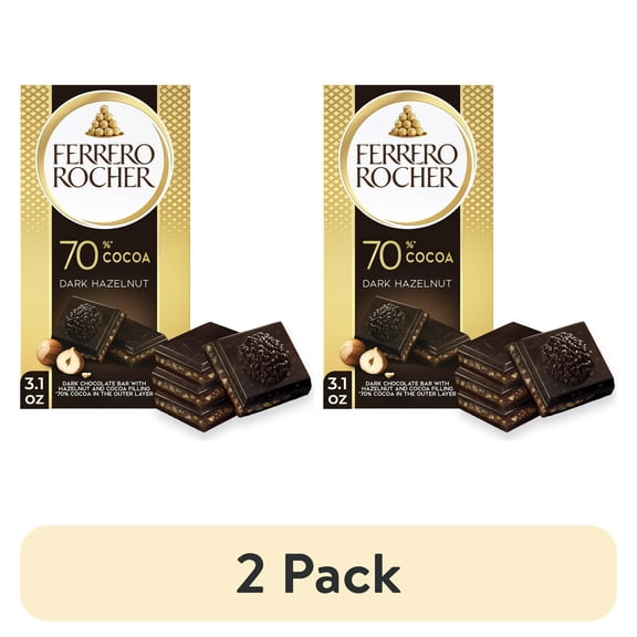 Ferrero Rocher premium chocolate bar, Dark chocolate bar, Hazelnuts and Cocoa Filling, Perfect Self Treat, 3.1 oz Each