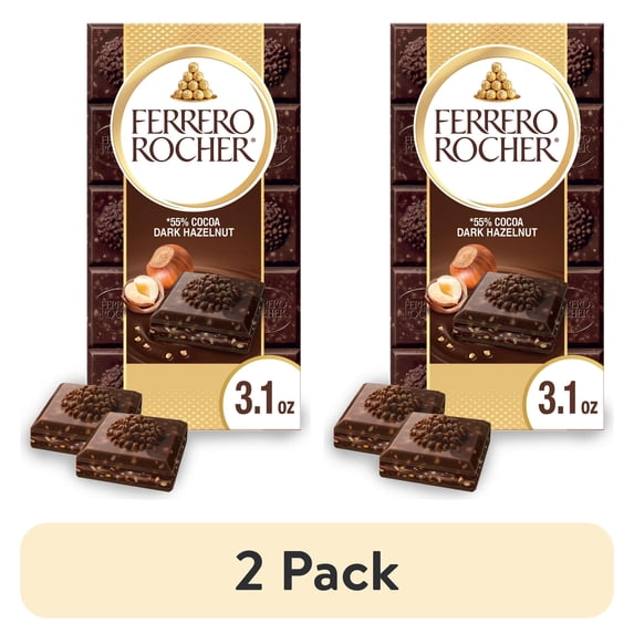 Ferro Roche Wrapper (2 pack) Ferrero Rocher Premium Chocolate Bar, Dark Chocolate Hazelnut ...