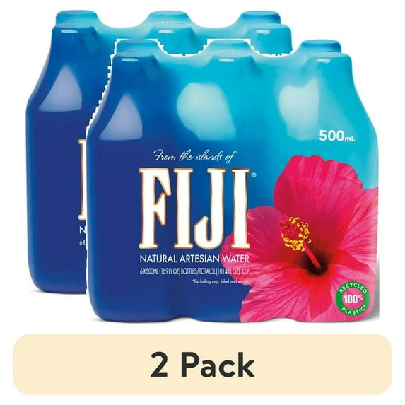 (2 pack) FIJI Natural Artesian Water, 16.9 fl. oz. (Pack of 6 Bottles)