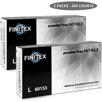 (2 pack) FINITEX Black Nitrile Gloves Disposable, Food Safe Gloves for Cooking, Food Prep, Powder-free, Latex-free, Textured Grip, 3.2 Mil, Pack of 100, Large