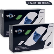 (2 pack) FINITEX Nitrile Disposable Gloves, Blue Medical Exam Gloves 100 of Pack, Latex-free, Rubber Free, Food Safe Examination Chemo Glove, 3.2 Mil, Medium