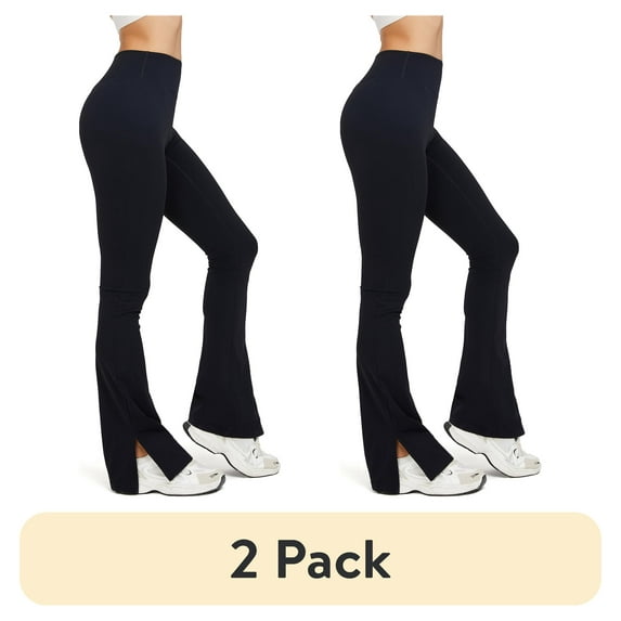 (2 pack) FITOP Women's Bootcut Yoga Pants, High Waist Flared Leggings with Slit Hem, Buttery Soft Workout Pants