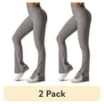 thumbnail image 1 of (2 pack) FITOP Womens Ribbed Flared Leggings Slit Hem High Waist Bootcut Yoga Pants Workout Bootleg Pants, 1 of 9