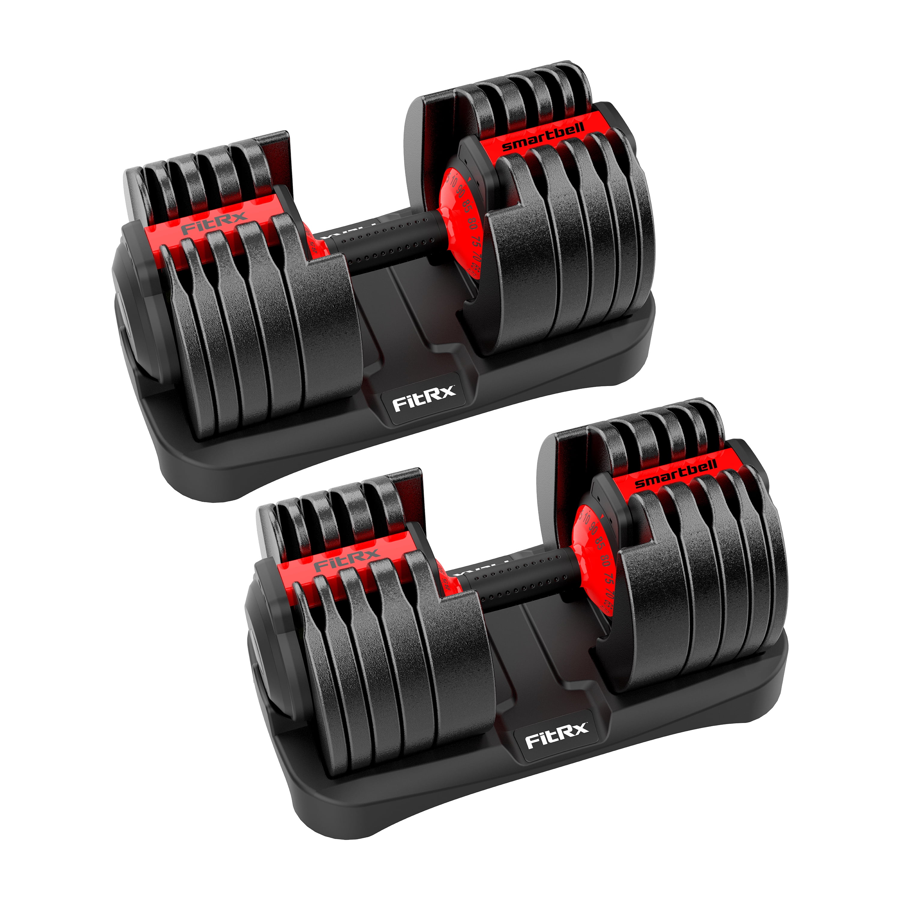 2 pack) FitRx SmartBell XL, 90lb Adjustable Dumbbell Set with