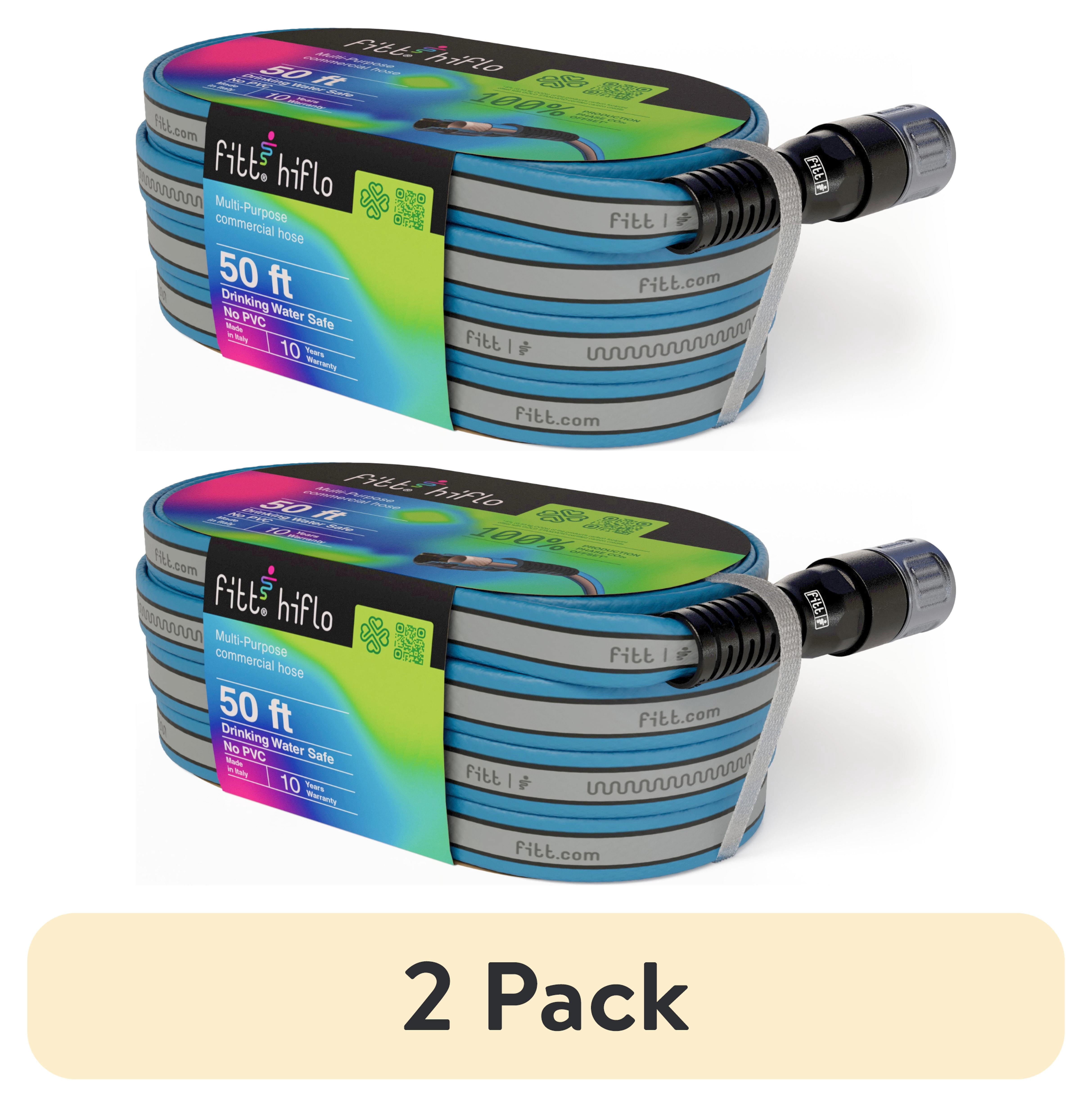 (2 pack) FITT HiFlo 50ft Lightweight Blue Hose with Aluminum Couplings