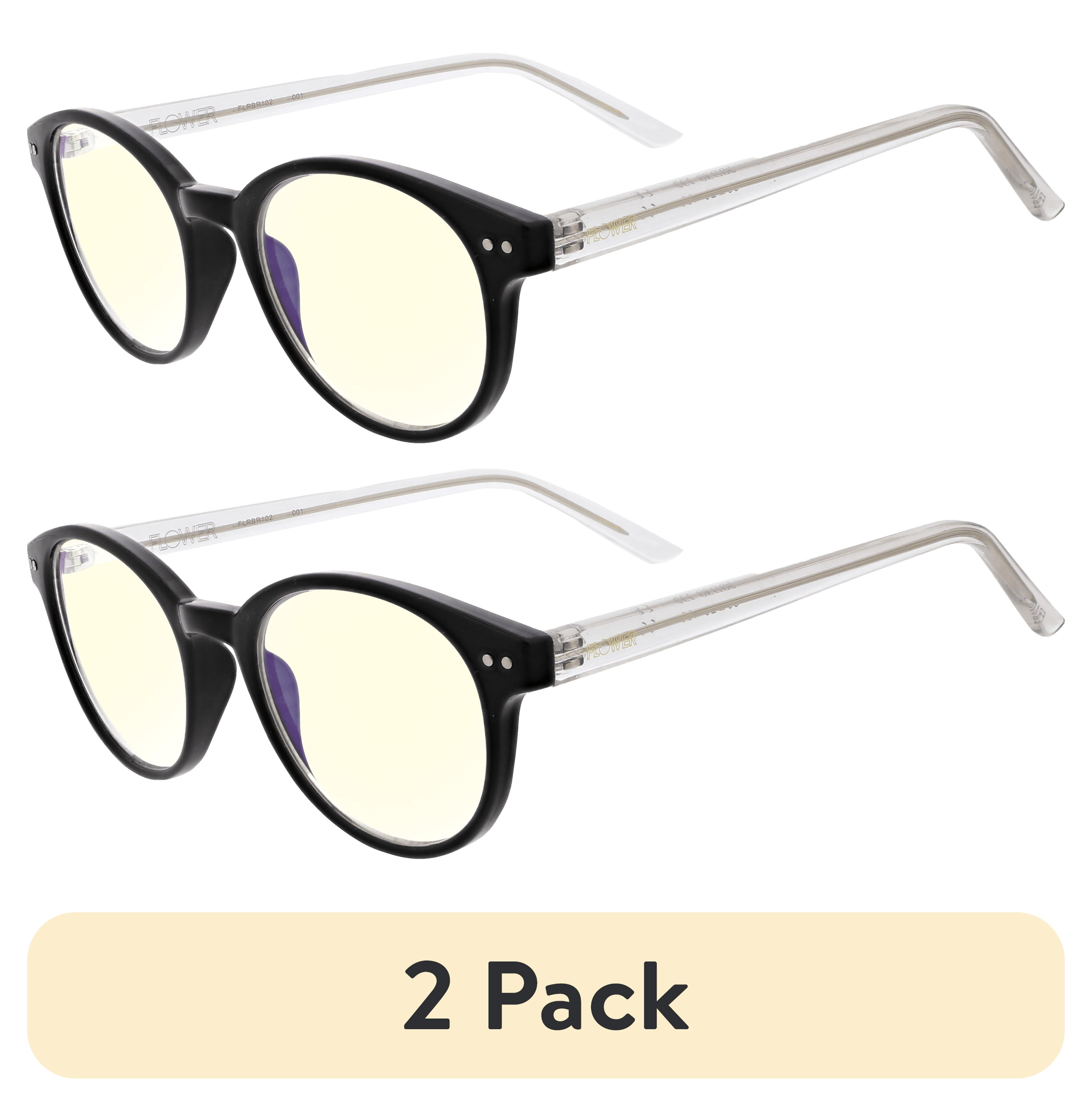 (2 pack) FLOWER by Drew Blue Light Computer Glasses, Violet Frame, Onyx Black