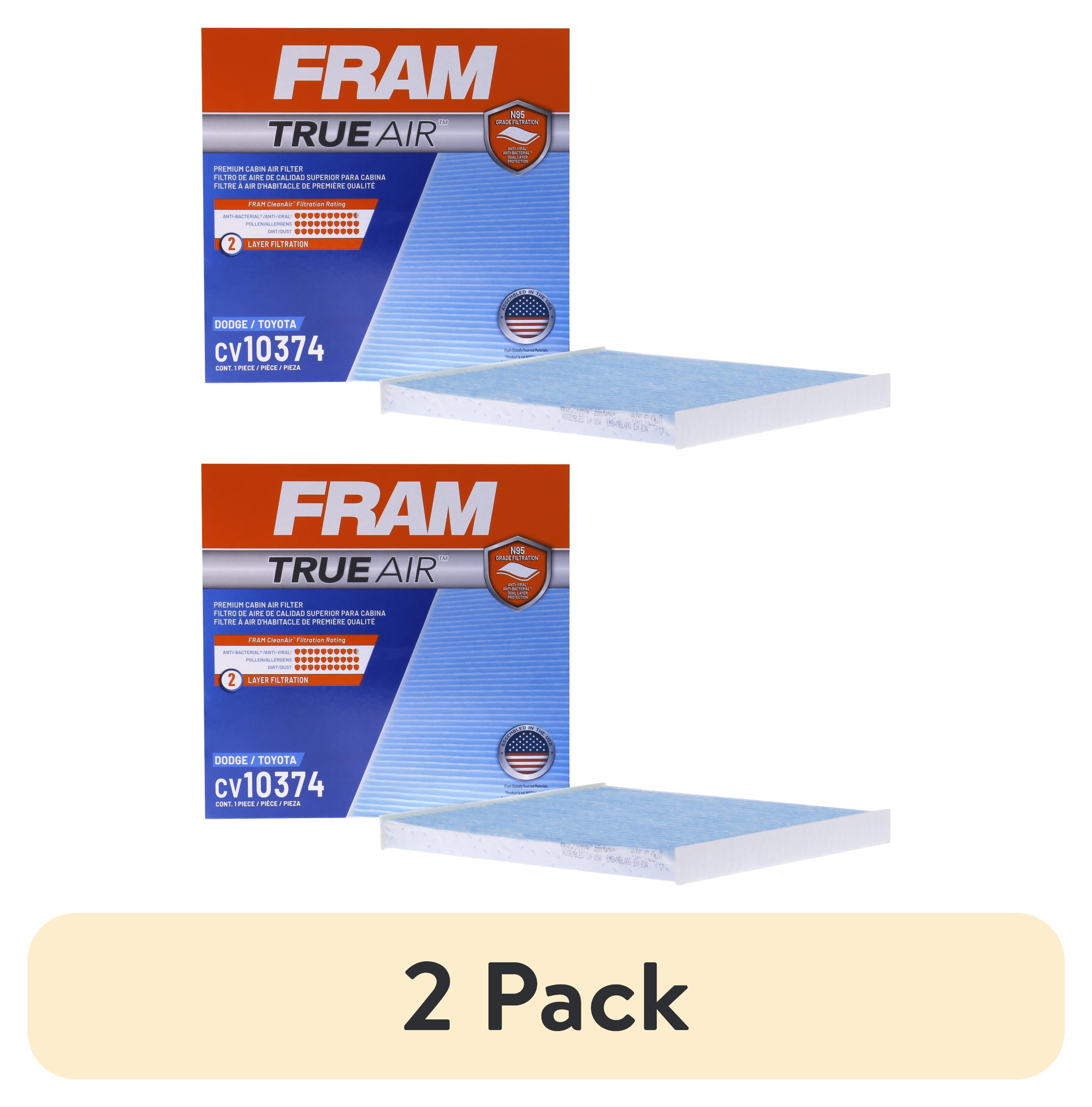 (2 pack) FRAM CV10374 TrueAir Premium Cabin Air Filter with N95 Grade Filter Media for Select Dodge and Toyota Vehicles