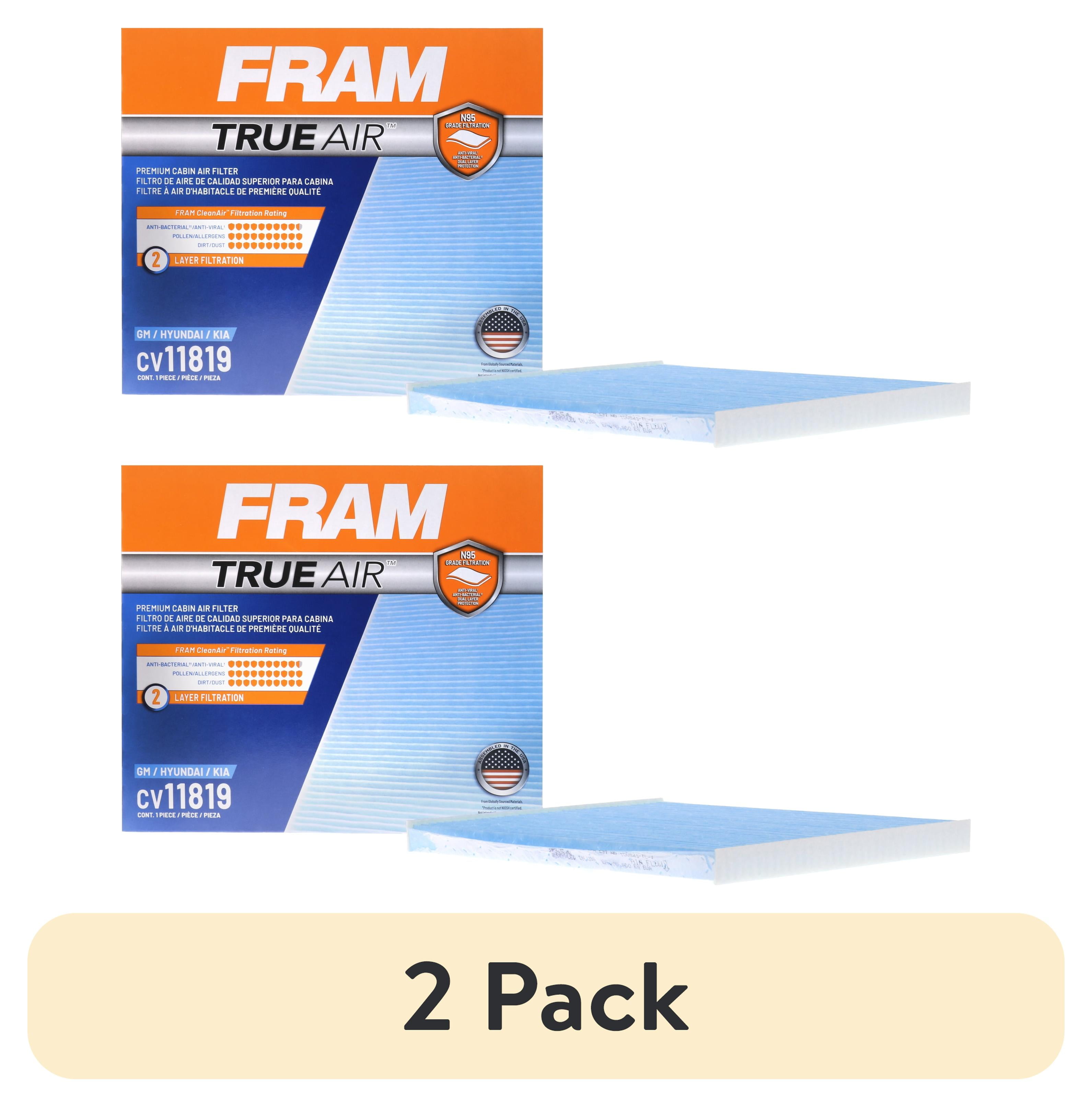 (2 pack) FRAM CV11819 TrueAir Premium Cabin Air Filter with N95 Grade Filter Media for Select Hyundai and Kia Vehicles
