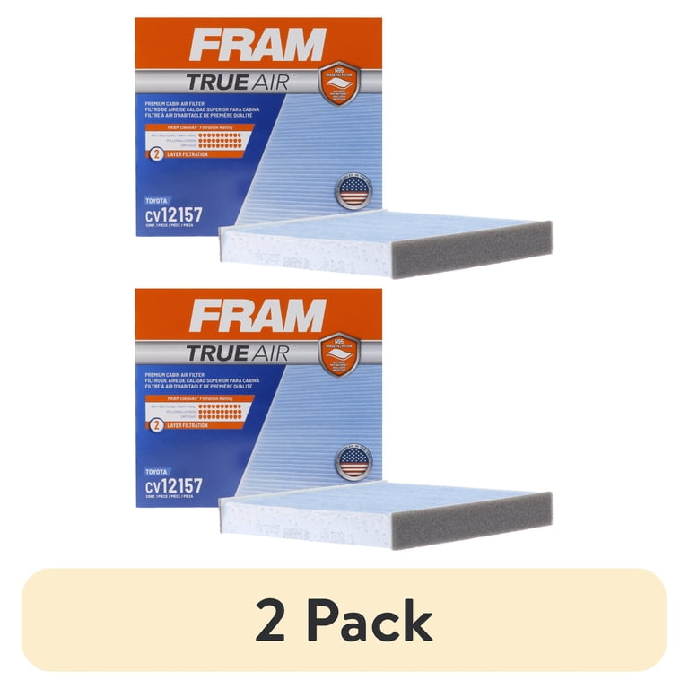 2 pack) FRAM CV12157 TrueAir Premium Cabin Air Filter with N95