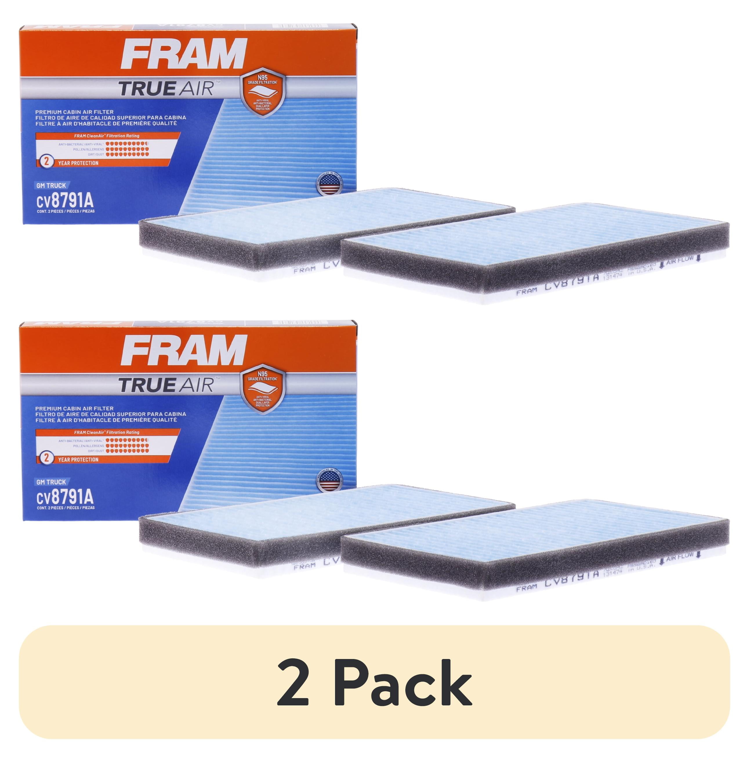(2 pack) FRAM CV8791A TrueAir Premium Cabin Air Filter with N95 Grade Filter Media for Select Cadillac, Chevrolet and GM Vehicles