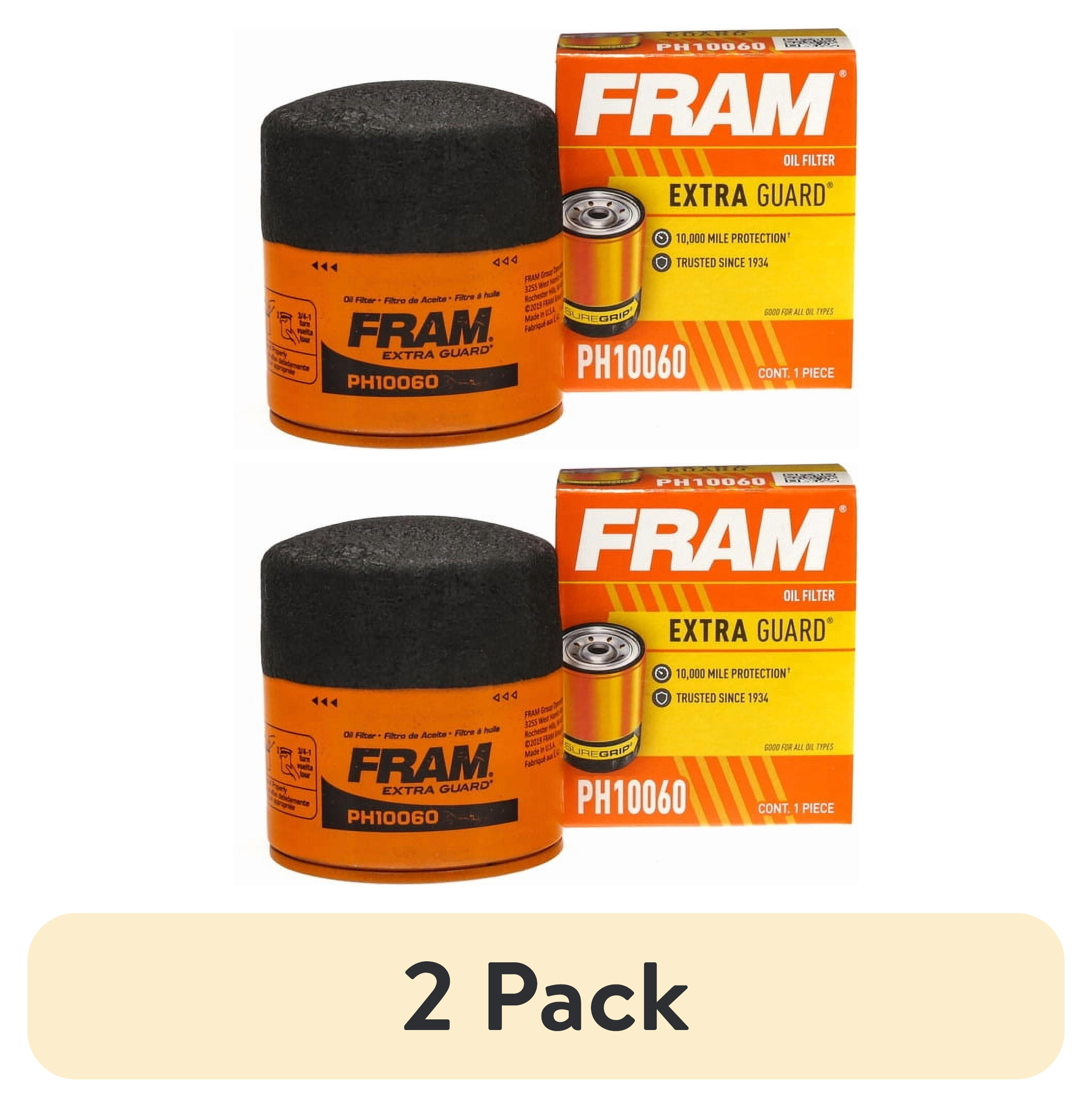 (2 pack) FRAM Extra Guard Oil Filter, PH10060, 10K Miles, Replacement Oil Filter Fits Select Vehicles