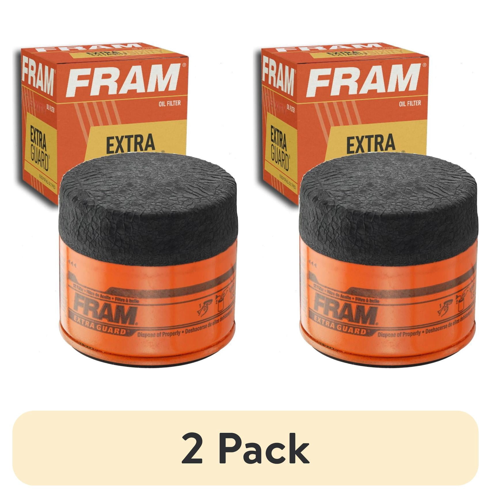 FRAM Extra Guard Oil Filter, PH6607, 2 pack, Cellulose Resin