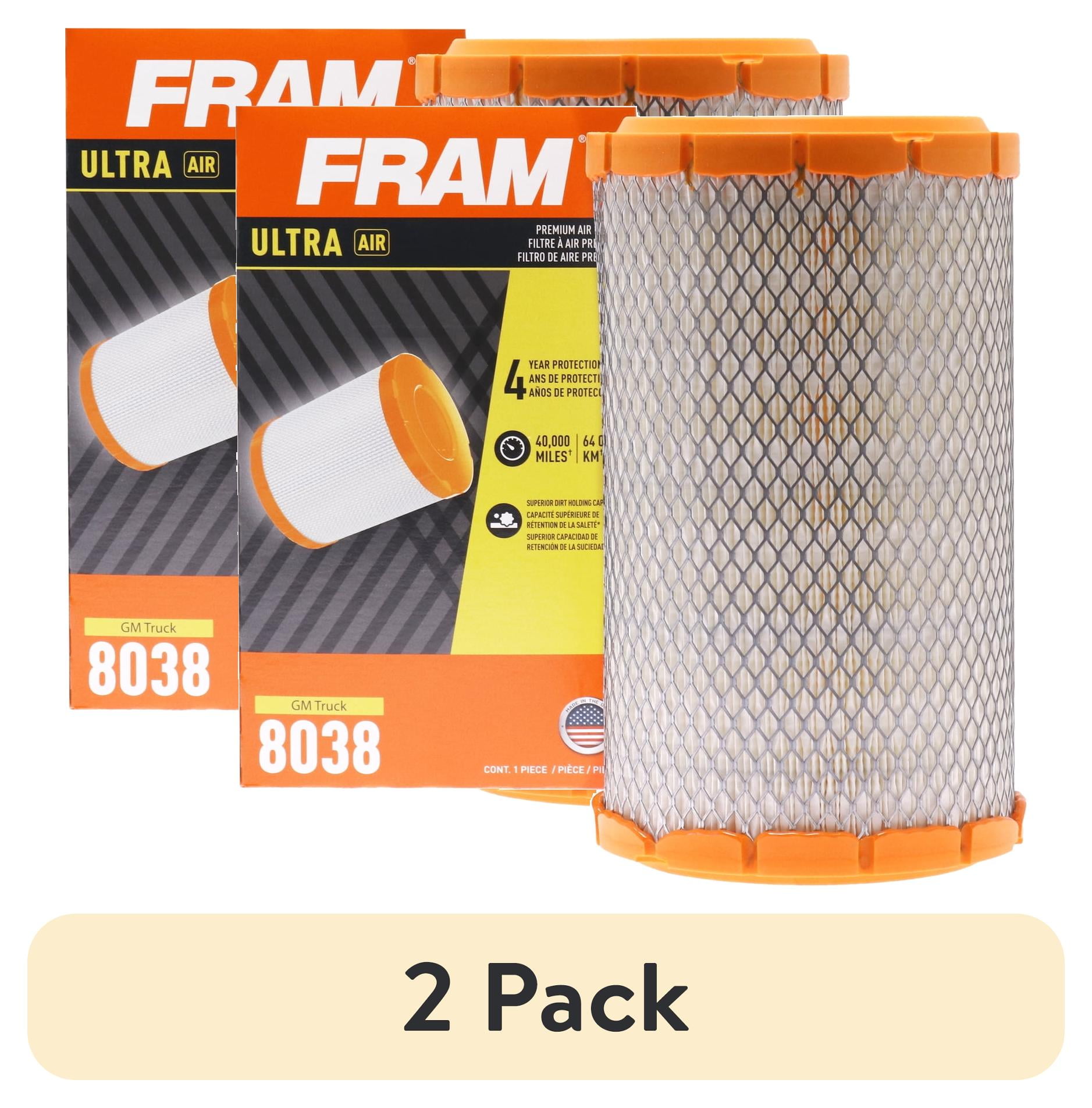 (2 pack) FRAM Ultra Premium 40,000 Mile Air Filter, 8038 for Select GM Trucks