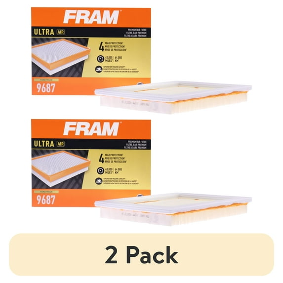 (2 pack) FRAM Ultra Air XGA9687, Premium Engine Air Filter, Replacement Filter for Select Ford and Lincoln Vehicles Fits select: 2004-2008 FORD F150, 2005-2006 FORD EXPEDITION